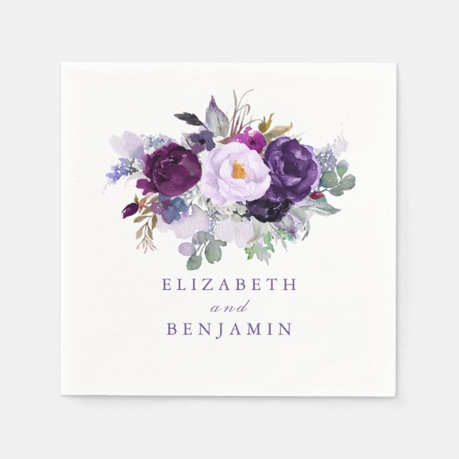 Serviette En Papier Fleurs d'aquarelle violette (Devant)