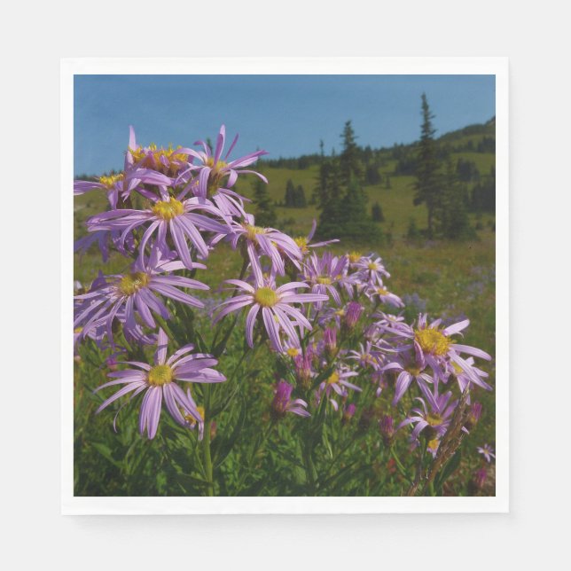 Serviette En Papier Fleurs d'aster violettes au mont Rainier (Devant)