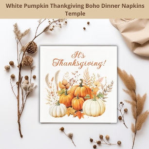 Serviette En Papier Fleurs d'automne Citrouille blanc Thanksgiving Dîn