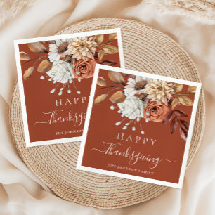 Serviette En Papier Fleurs d'automne en terre cuite élégantes Bon Than