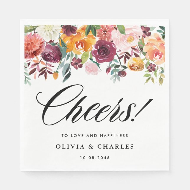 Serviette En Papier Fleurs d'automne Mariage de automne Garland (Devant)