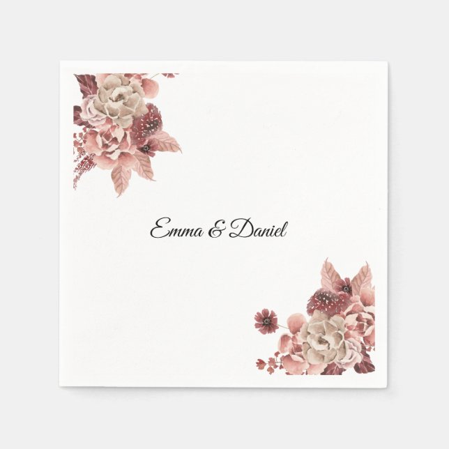 Serviette En Papier Fleurs d'automne rustiques Aquarelle (Devant)