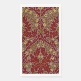 Serviette En Papier Fleurs d'Automne Vintage Rouge Or William Morris