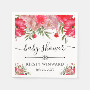 Serviette En Papier Fleurs de bébé en rose et blush pour une baby show