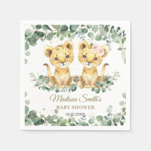 Serviette En Papier Fleurs de bébés jumeaux Lionceaux Garçon Fille Bab