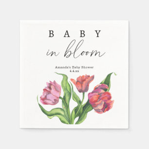 Serviette En Papier Fleurs de bouquet aquarelle rouge - bébé en fleurs