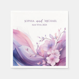 Serviette En Papier Fleurs de cerisier d'aquarelle-Mariage-serviettes