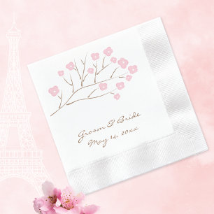 Serviette En Papier Fleurs de cerisiers en Mariage rose