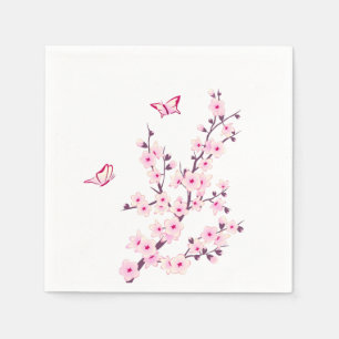 Serviette En Papier Fleurs de cerisiers Floral rose blanc