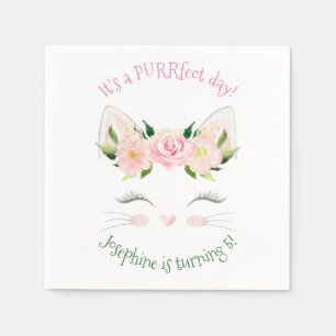 Serviette En Papier Fleurs de chats Kitten Anniversaire