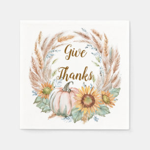 Serviette En Papier Fleurs de citrouille pastel automne sur mesure