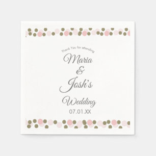Serviette En Papier Fleurs de confettis or rose Bordure Mariage