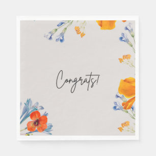 Serviette En Papier Fleurs de congrès modernes Nastartium Bleu Botaniq
