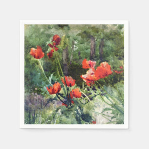 Serviette En Papier Fleurs de coquelicot rouges (par Mildred Anne Butl