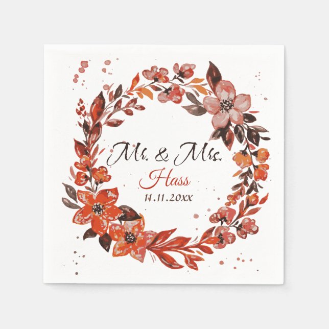 Serviette En Papier Fleurs de coucher de soleil (Devant)