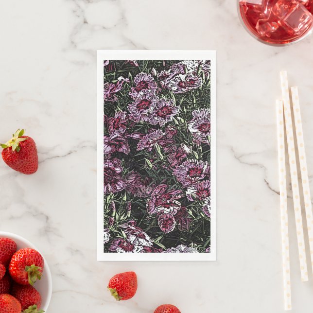 SERVIETTE EN PAPIER FLEURS DE DIANTHUS (En situation)