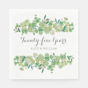 Serviette En Papier Fleurs de eucalyptus pour le 25e anniversaire de m