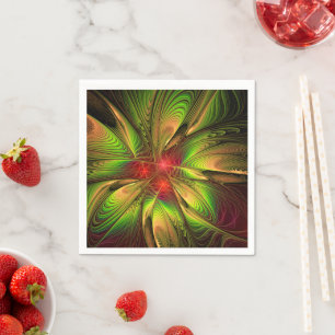 Serviette En Papier Fleurs de fantaisie fractale douces et tendres