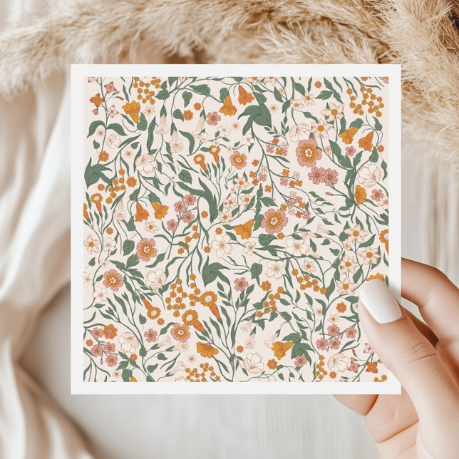 Serviette En Papier Fleurs de fête champêtre vintage (Créateur téléchargé)