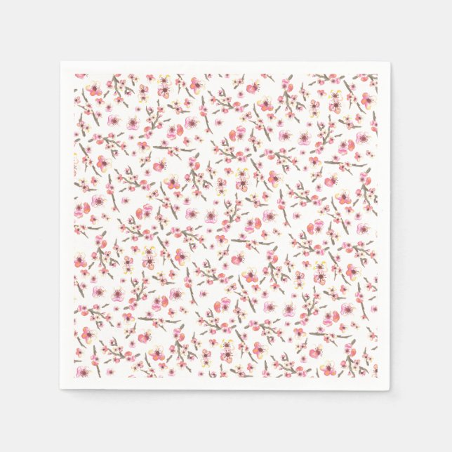 Serviette En Papier Fleurs de fleurs de cerisier rose (Devant)