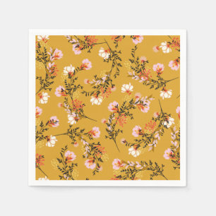 Serviette En Papier Fleurs de fond jaune