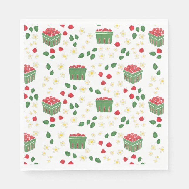 Serviette En Papier Fleurs de fraise Champs de fraises Berry Premier (Devant)