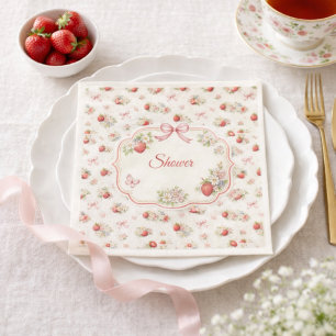 Serviette En Papier Fleurs de fraise vintage sans couture cottagecore