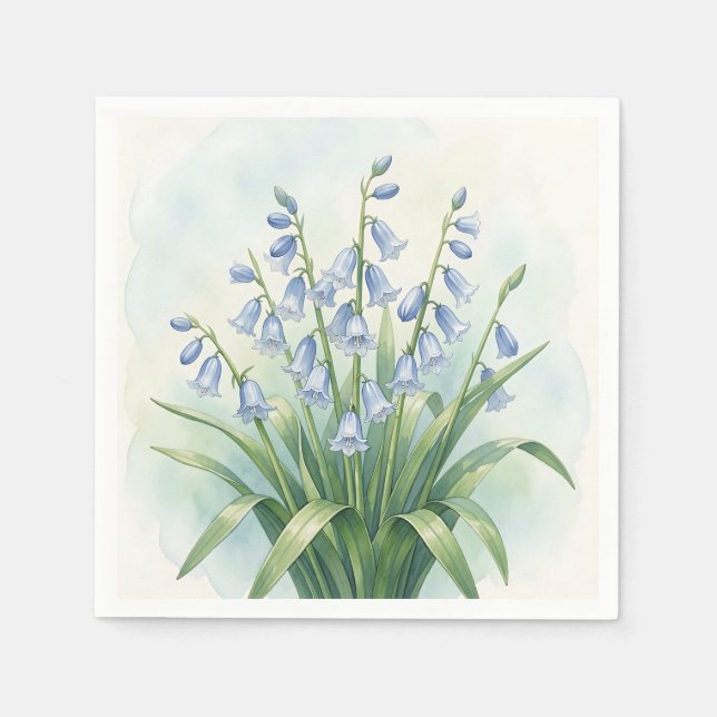 Serviette En Papier Fleurs de Jacinthe Botanique Aquarelle (Devant)