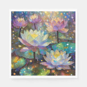 Serviette En Papier Fleurs de lotus délicates s'épanouissant dans la n