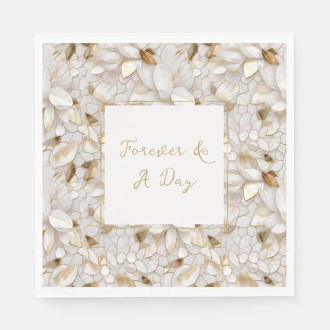 Serviette En Papier Fleurs de Lotus Or Blanc (Devant)