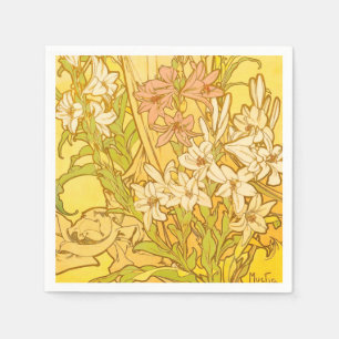 Serviette En Papier Fleurs de lys Art nouveau d'Alphonse Mucha