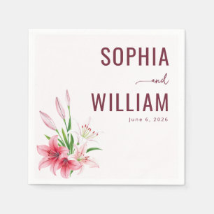 Serviette En Papier Fleurs de lys romantiques bordeaux