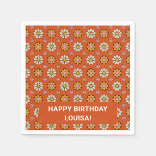 Serviette En Papier Fleurs de marguerite rétro orange Anniversaire per