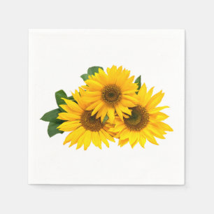Serviette En Papier Fleurs de Mariage campagnard de tournesol jaune fl