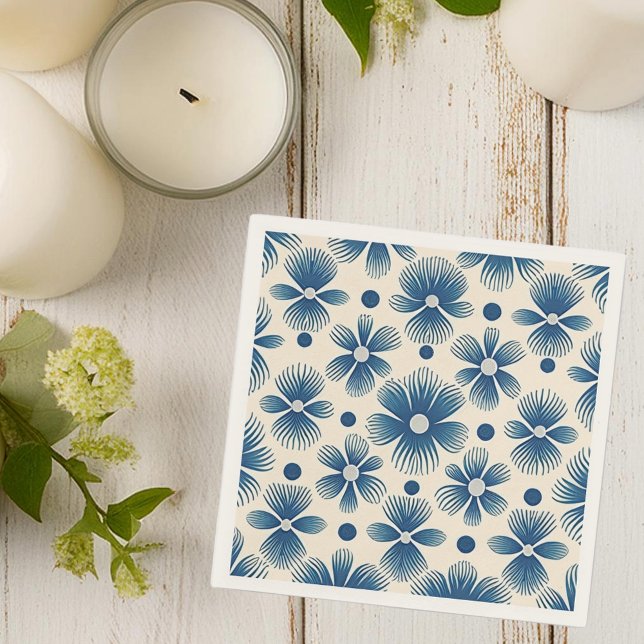 Serviette En Papier Fleurs de mariage du milieu du siècle | Impression (Créateur téléchargé)