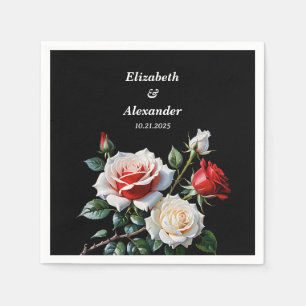Serviette En Papier Fleurs de mariage florales roses rose blanc rouge