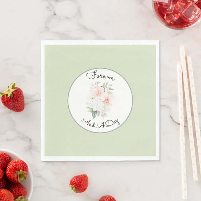 Serviette En Papier Fleurs de mariage orchidée pêche rose vert (En situation)