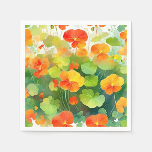 Serviette En Papier Fleurs de Nasturtium vibrantes