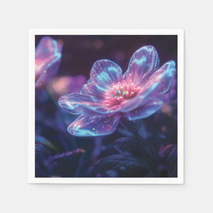Serviette En Papier "Fleurs de néon brillantes - Enchanter les fleurs