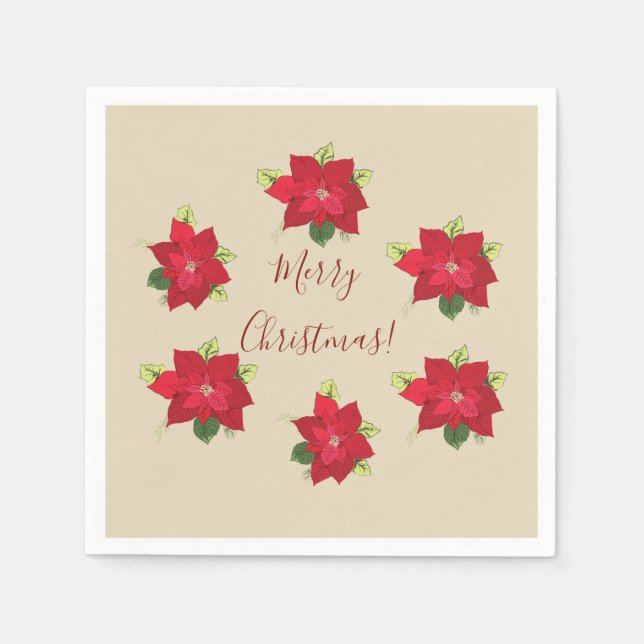 Serviette En Papier Fleurs de Noël Poinsettia (Devant)