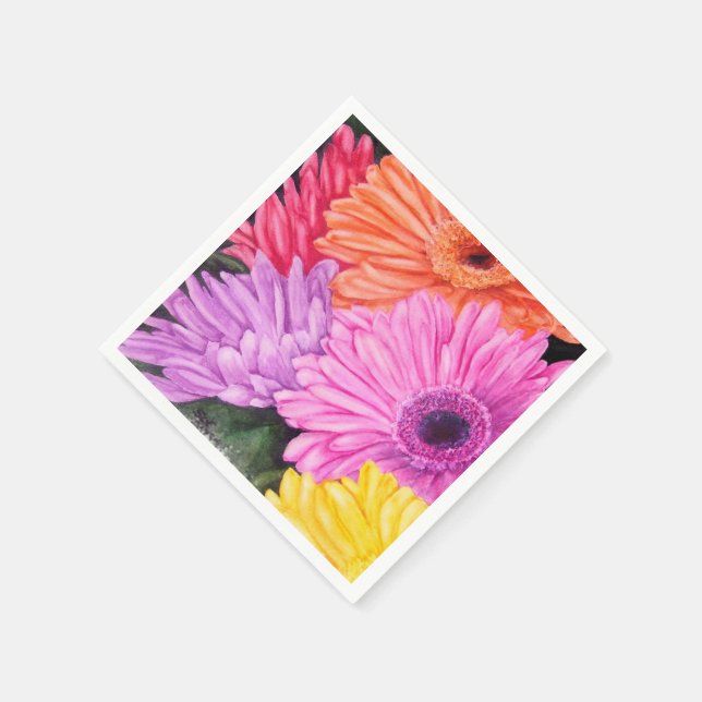 SERVIETTE EN PAPIER FLEURS DE PAPIER GERBER BRILLANTES NAPKINS (Coin)