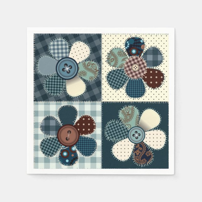 Serviette En Papier Fleurs de Patchwork (Devant)