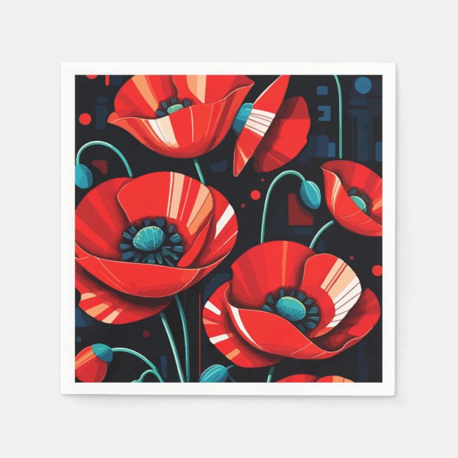Serviette En Papier fleurs de pavot Papaver (Devant)