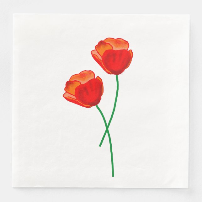Serviette En Papier Fleurs de pavot rouge (Devant)