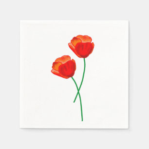 Serviette En Papier Fleurs de pavot rouge
