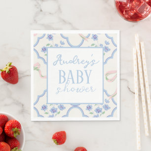 Serviette En Papier Fleurs de Pensée Pastel Garçon Baby Shower