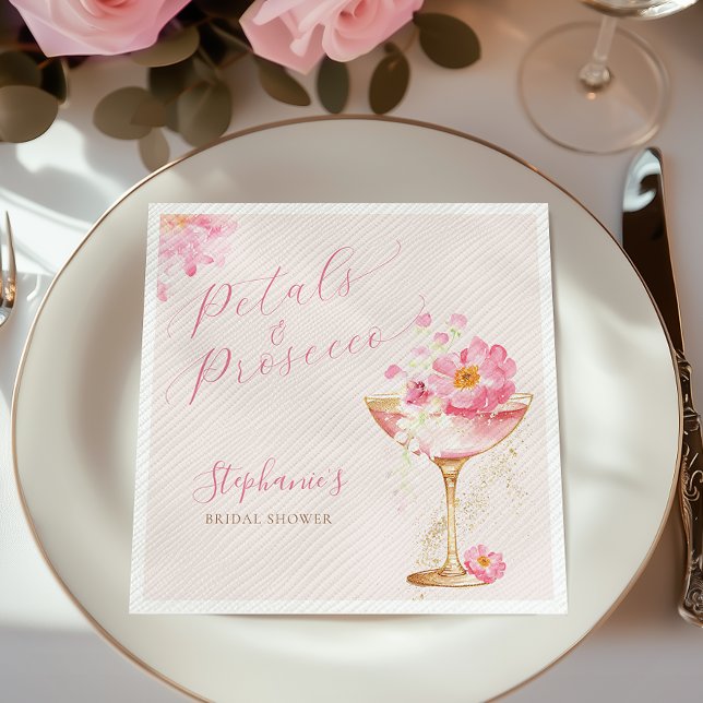 Serviette En Papier Fleurs de Pétale d'Or Rose et Prosecco pour une Fê (Créateur téléchargé)