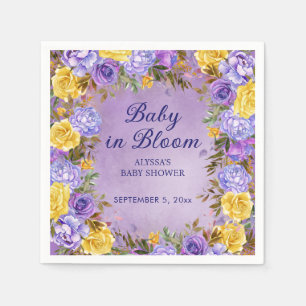 Serviette En Papier Fleurs de Pivoines Roses Jaunes Violettes Bébé sou