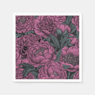 Serviette En Papier Fleurs de pivoines violettes