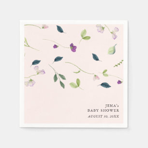 Serviette En Papier Fleurs de pois doux   Baby shower fille